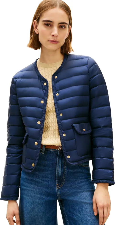 Tommy Hilfiger Donna Giacca Trapuntata Feminine senza Colletto, Blu (Dark Night Navy), M