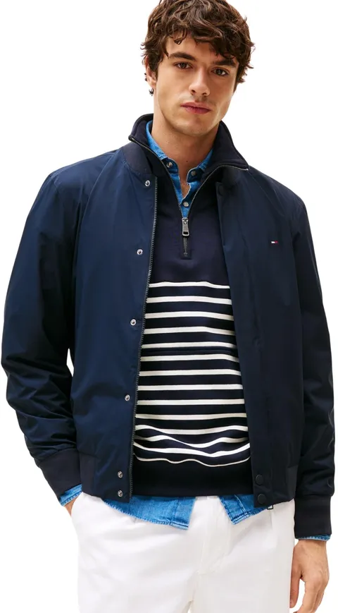 Tommy Hilfiger Uomo Bomber Tech Lightweight Relaxed Fit, Blu (Desert Sky), S