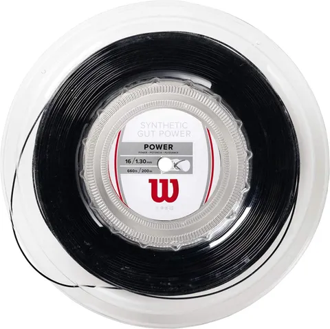 Wilson WRZ905200 Corda da Tennis Synthetic Gut Power, Bobina 200 m, Unisex, Nero, 1.30 mm
