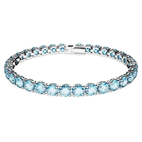Swarovski Braccialetto Matrix Tennis, Taglio Round, Blu, Placcato rodio