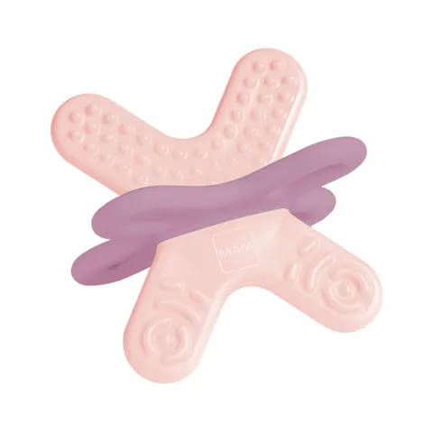 MAM Bite & Relax Fase 2 Mini Dentaruolo, Massaggia gengive neonati 4+ mesi, Con sterilizzatore portatile per microonde, Regalo neonato con 4 sagomature per stimolare molari e capacità motorie, Rosa