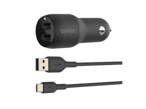 Belkin Doppio caricabatteria da auto USB-A da 24 W + cavo da USB-A a USB-C® Boost↑Charge™