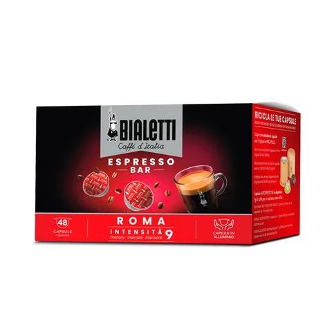 Bialetti Caffè d'Italia, Box 48 Capsule, Roma, Intensità 9, Compatibili con Macchine