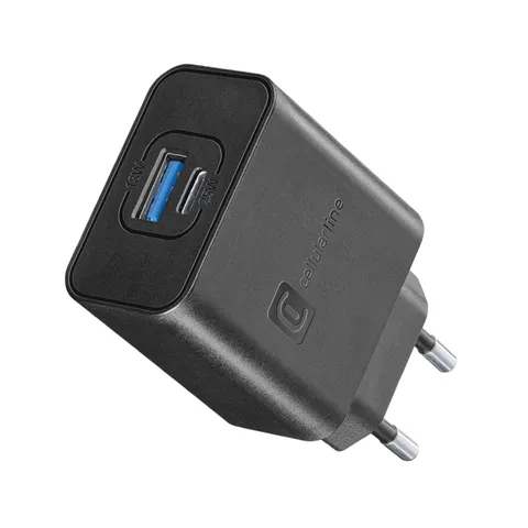 Cellularline - Caricabatterie da Rete 2 porte USB e USB-C con tecnologia Super Fast