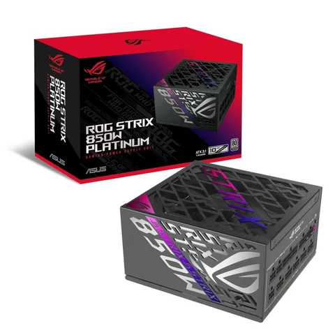 ASUS ROG Strix 850P Gaming, Alimentatore Modulare per PC, 850W di Potenza, PCle Gen 5.0, 80 Plus Platinum, Standard ATX 3.1, Ventola con Doppio Cuscinetto a Sfera, Nero, ROG-STRIX-850P-GAMING