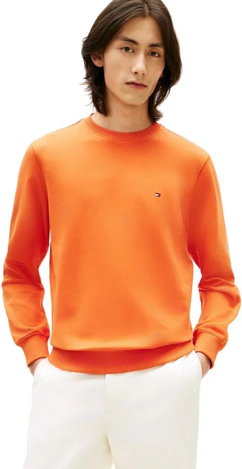 Tommy Hilfiger Felpa da Uomo Essential Terry Girocollo MW0MW37237 Pullover Arancione, XXL