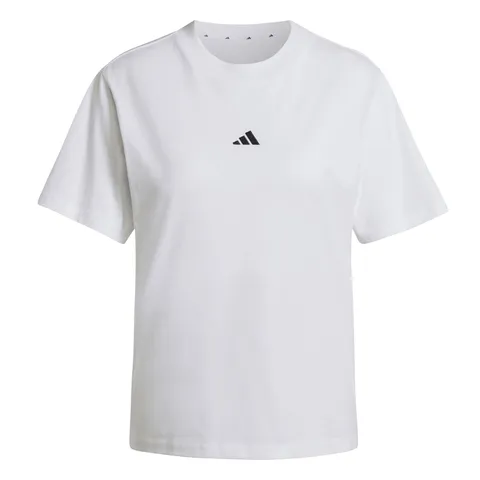 adidas Donna Essentials Small Logo Cotton Shirt, White/Black, XL