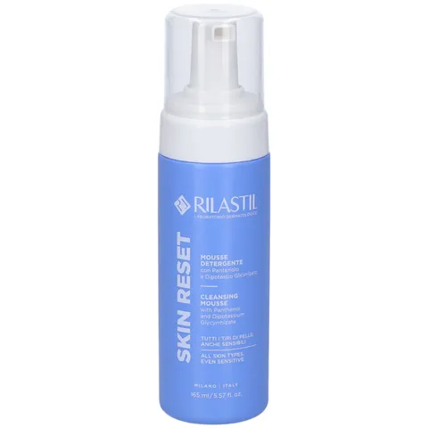 Rilastil Skin Reset Mousse Detergente, Detersione Delicata Viso e Occhi, con Pantenolo e