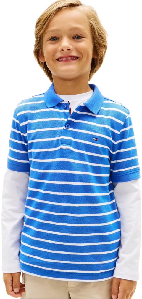 Tommy Hilfiger Polo da Bambino con Bandiera SS KB0KB09103, Blu (Empire Blue Stripe), 2