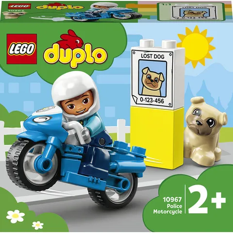 LEGO Duplo Motocicletta Della Polizia, Moto Giocattolo e Cane per Bambini e Bambine da 2