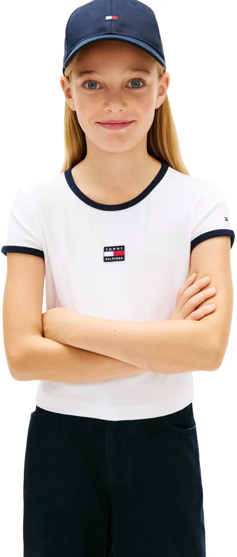 Tommy Hilfiger Girls Heritage Flag Top SS KG0KG09066 White (White) 5 Years