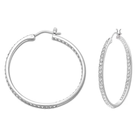 Swarovski Orecchini a cerchio Sommerset, Bianchi, Placcato rodio