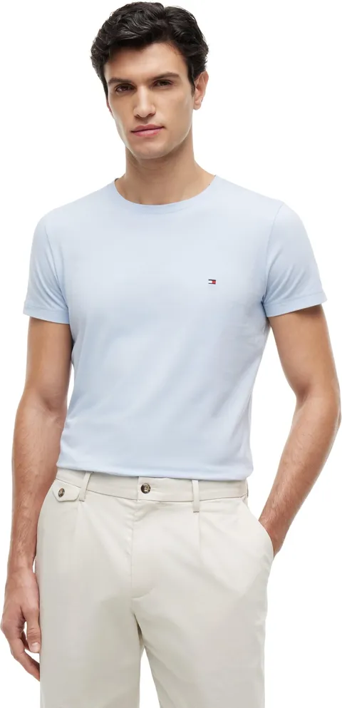 Tommy Hilfiger Uomo T-Shirt Maniche Corte Stretch Slim Fit Tee Scollo Rotondo, Blu