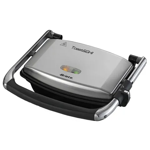 Ariete 1911 Toast&Grill, Piastra Elettrica Antiaderente, 1000 W, Argento Nero, 30.99 X 24
