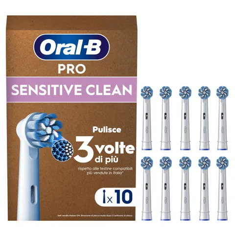 Oral-B Testine di Ricambio Sensitive Clean, Bianche, 10 Ricambi - 10 Testine di Ricambio