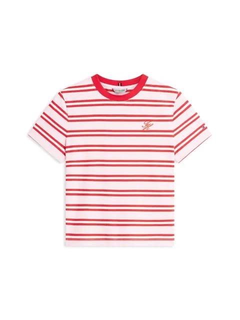 Tommy Hilfiger Maglietta da Donna TH Script Reg C-Nk SS Ww0Ww47809, Rosa, XL