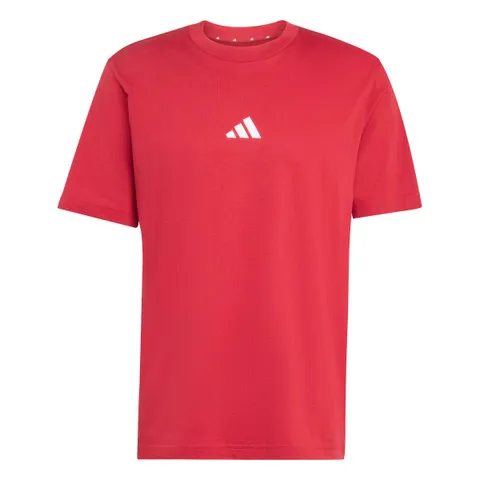 adidas Homme Essentials Small Logo Single Jersey Tee, Active Maroon/White, M