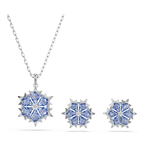 Swarovski Magic Set Collana Pendente e Orecchini, con Zirconia Grigio-Blu, Forma a Fiocco