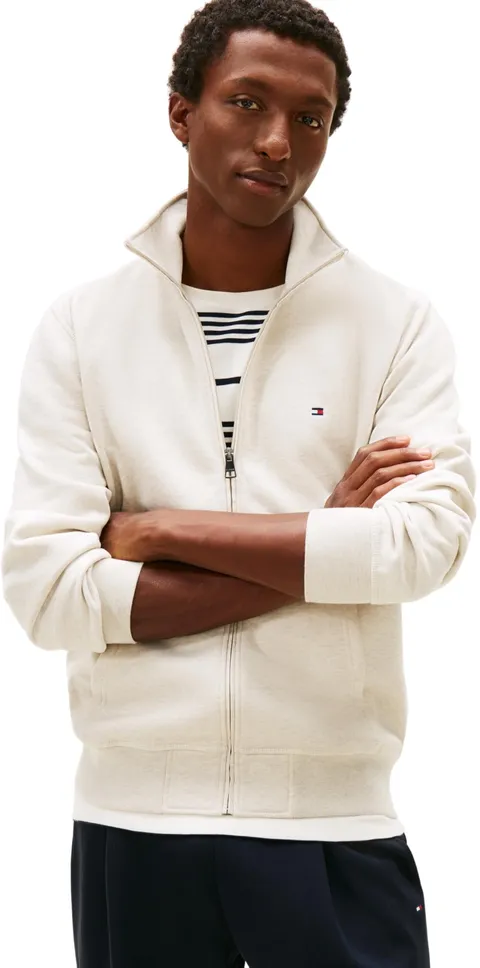 Tommy Hilfiger Uomo Felpa con Cerniera Essential Fleece con Colletto alla Coreana, Beige