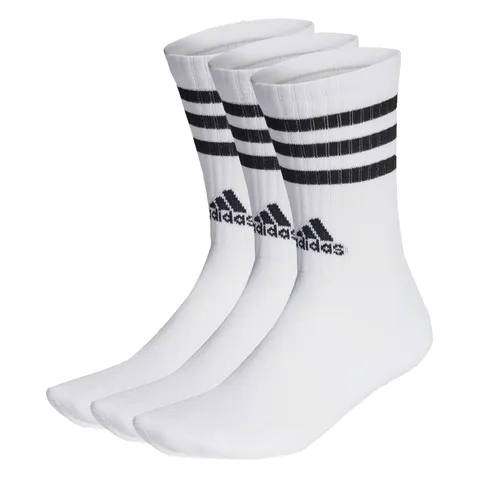 adidas Unisex - Adulto 3-Stripes Cushioned Crew Socks 3 Pairs, White / Black, 13-14.5