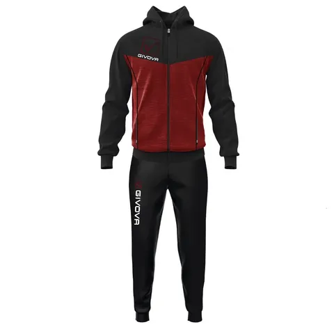 Givova TUTA VISA Melange CON Cappuccio Polarfleece Granata/NERO Tg. 3XL