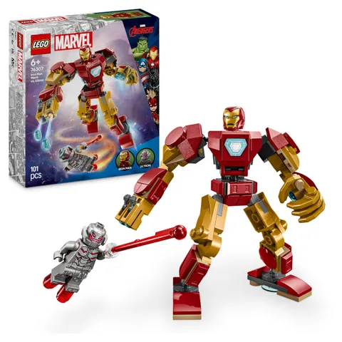 LEGO | Marvel Mech di Iron Man Contro Ultron - Action Figure Giocattolo Snodabile da