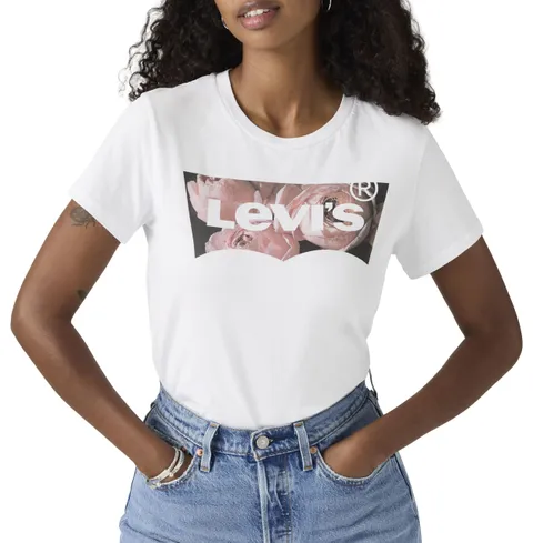 Levi's The Perfect Tee, T-Shirt Donna, Housemark Photo Fill - White, XXS