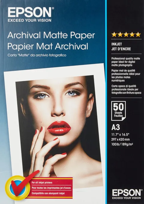 Epson C13S041344 Carta "Matte" da archivio fotografico A3, 297 x 420 mm,189g/m2, 50 pezzi