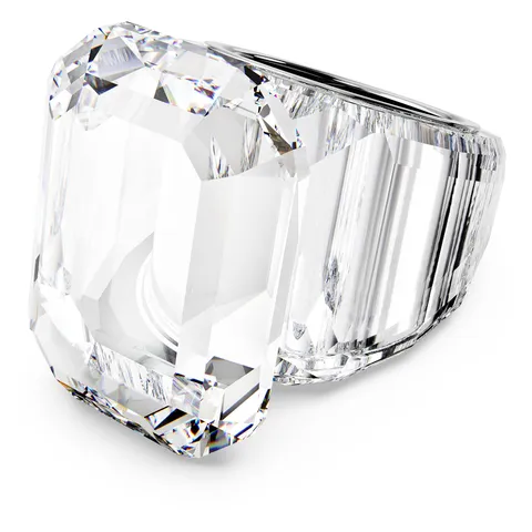 Swarovski Anello cocktail Lucent, Taglio ottagonale, Bianco