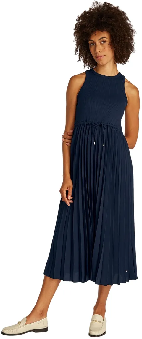 Tommy Hilfiger Abito Donna Midi Dress Senza Maniche, Blu (Dark Night Navy), 3XL