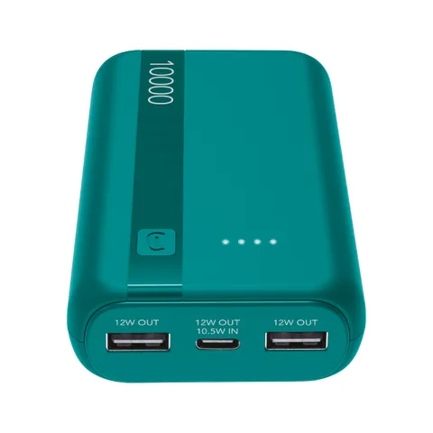Cellularline Power Bank 10000 mAh con USB-C In/Out + 2 Porte USB-A - Ricarica Multipla e