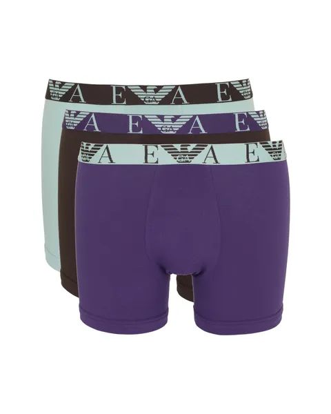 Emporio Armani Boxer da Uomo con monogramma audace, Confezione da 3, Marrone, M, Marrone