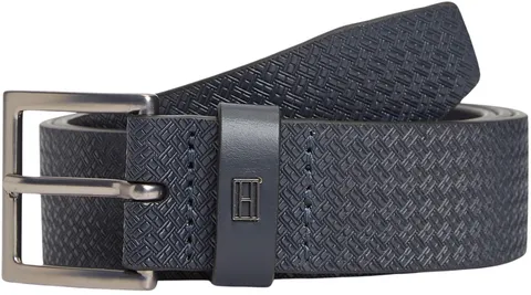 Tommy Hilfiger Uomo Cintura Soho Flag 3,5 cm Fibbia Quadrata, Blu (Space Blue), 90 cm