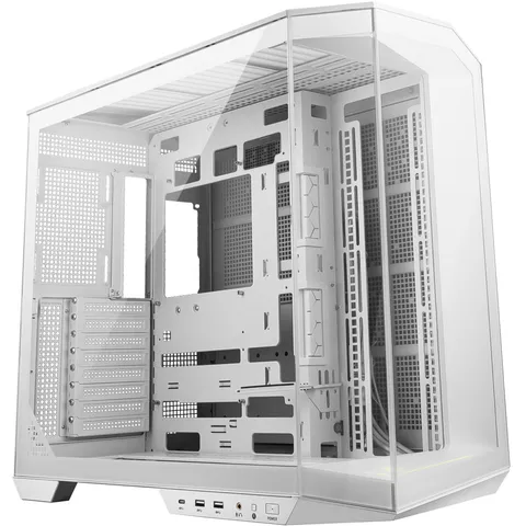 MSI MAG PANO 100L PZ WHITE ATX PC Case - Capacità ATX, Staffa per Installazione GPU Verticale, Supporto GPU, Filtri Antipolvere, Staffa di Archiviazione Mobile, Doppia Camera, USB Type-C 20 Gbps