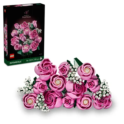 LEGO Botanicals Bouquet di Rose Rosa - Costruzioni per Adulti di Fiori Finti - Include 12