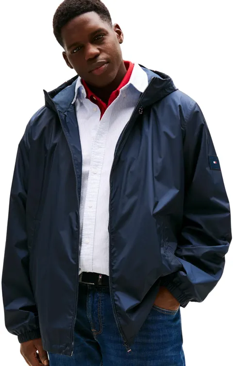 Tommy Hilfiger Uomo Giacca a Vento Hooded Sportiva, Blu (Desert Sky), 4XL