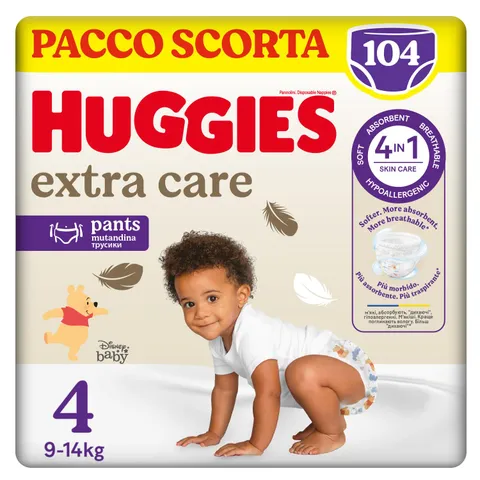 Huggies Extra Care Taglia 4 (9-14 kg) 104 Pz