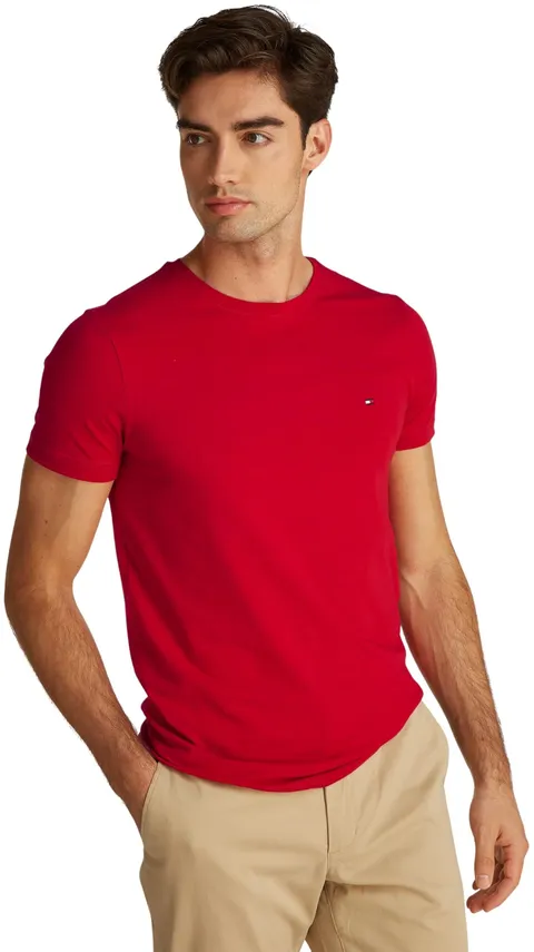 Tommy Hilfiger Uomo T-Shirt Maniche Corte Stretch Slim Fit Tee Scollo Rotondo