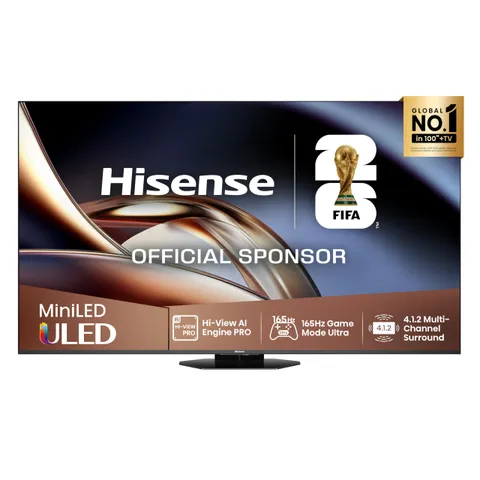 Hisense TV 75" Mini-LED 165Hz 4K 2025 75U8Q, Octagonal Stand, Dolby Atmos Multi-Channel