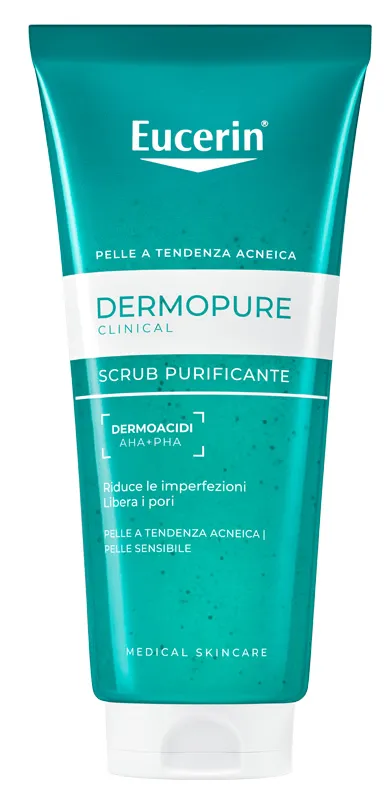 Eucerin DermoPure Clinical Scrub Purificante 100 ml, Scrub viso e corpo anti-imperfezioni
