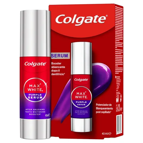Colgate Max White Purple Serum 40ml, Booster Sbiancante Denti istantaneo, Sbianca