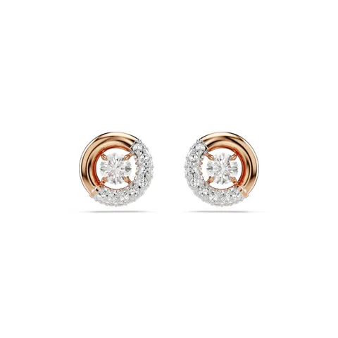 Swarovski Orecchini a lobo Dextera, Taglio Round, Bianchi, Placcato color oro rosa