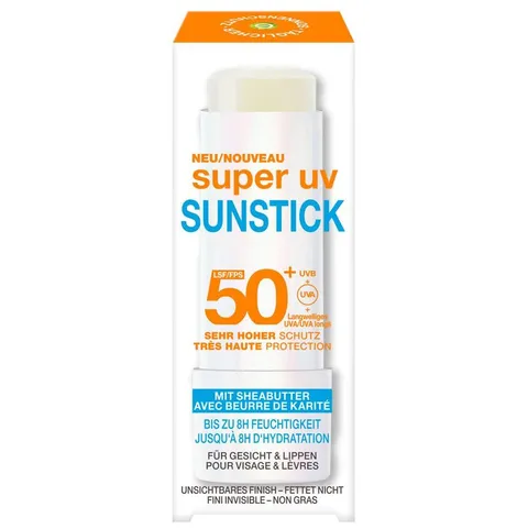Garnier Ambre Solaire Super UV Sunstick SPF 50+ con burro di karitè e vitamina E, per