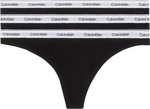 Calvin Klein Perizomi Donna Confezione da 3 Modern Logo Tanga, Nero (Black/Black/Black), XS