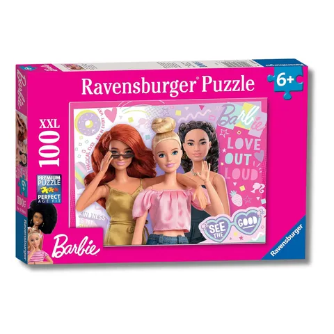 Ravensburger - Puzzle Barbie, 100 Pezzi XXL - Puzzle Bambini 6 Anni, Collezione Barbie
