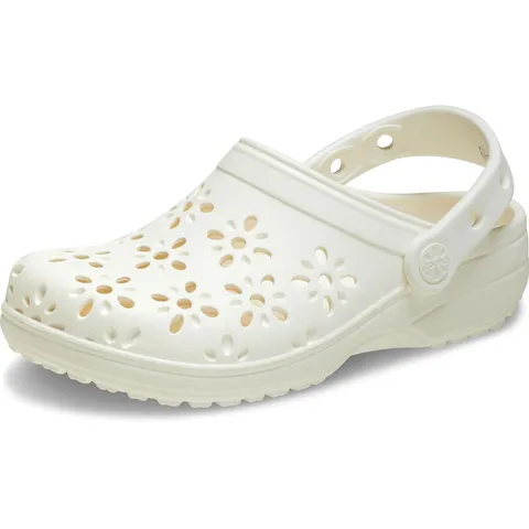 Crocs Classic Floral Cut Out Clog K, Zoccoli Unisex - Bambini e Ragazzi, Chalk, 33/34 EU