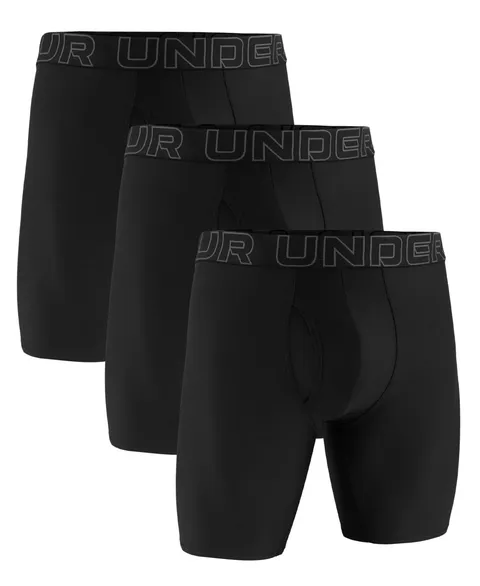 Under Armour Boxer da Uomo Performance Tech a Gamba Lunga, Cucitura Interna 22,9 cm, Comfort per Tutto Il Giorno, Nero Solido - Core 3 Pack, Medium