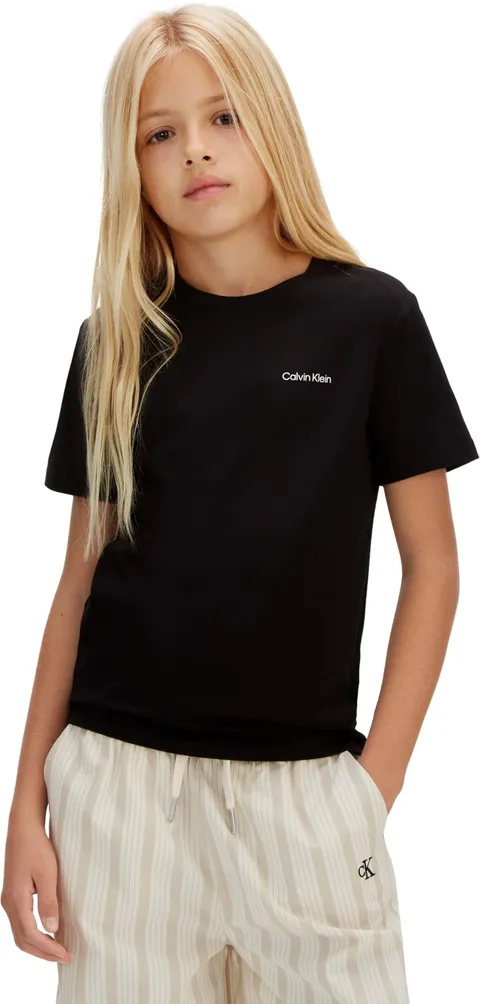 Calvin Klein T-Shirt Unisex Chest INST.Logo SS IU0IU00683 S/S, Nero (CK Black), 10 Anni