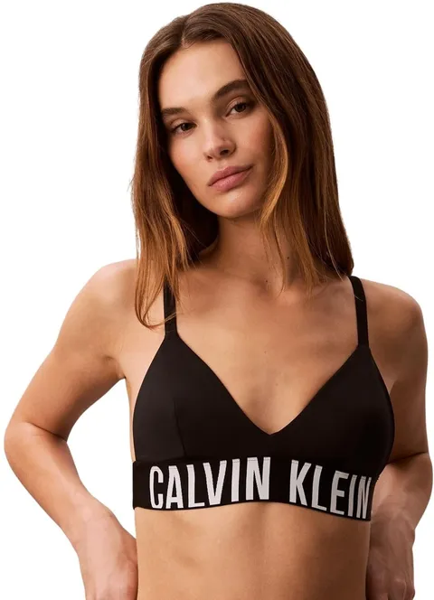 Calvin Klein Donna Top Bikini a Triangolo con Spalline Regolabili, Nero (Black), M