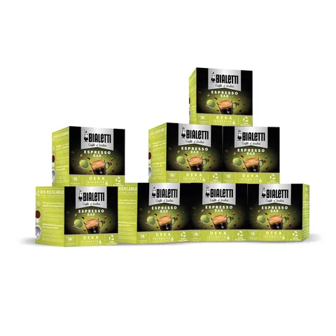 Bialetti Caffè d'Italia, Multipack 128 Capsule, 8 Box da 16 Capsule, Decaffeinato